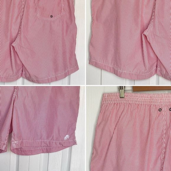 Trunks Surf Swim Co Mens XXL Red White Striped Seersucker Swim Board Shorts - Picture 10 of 16